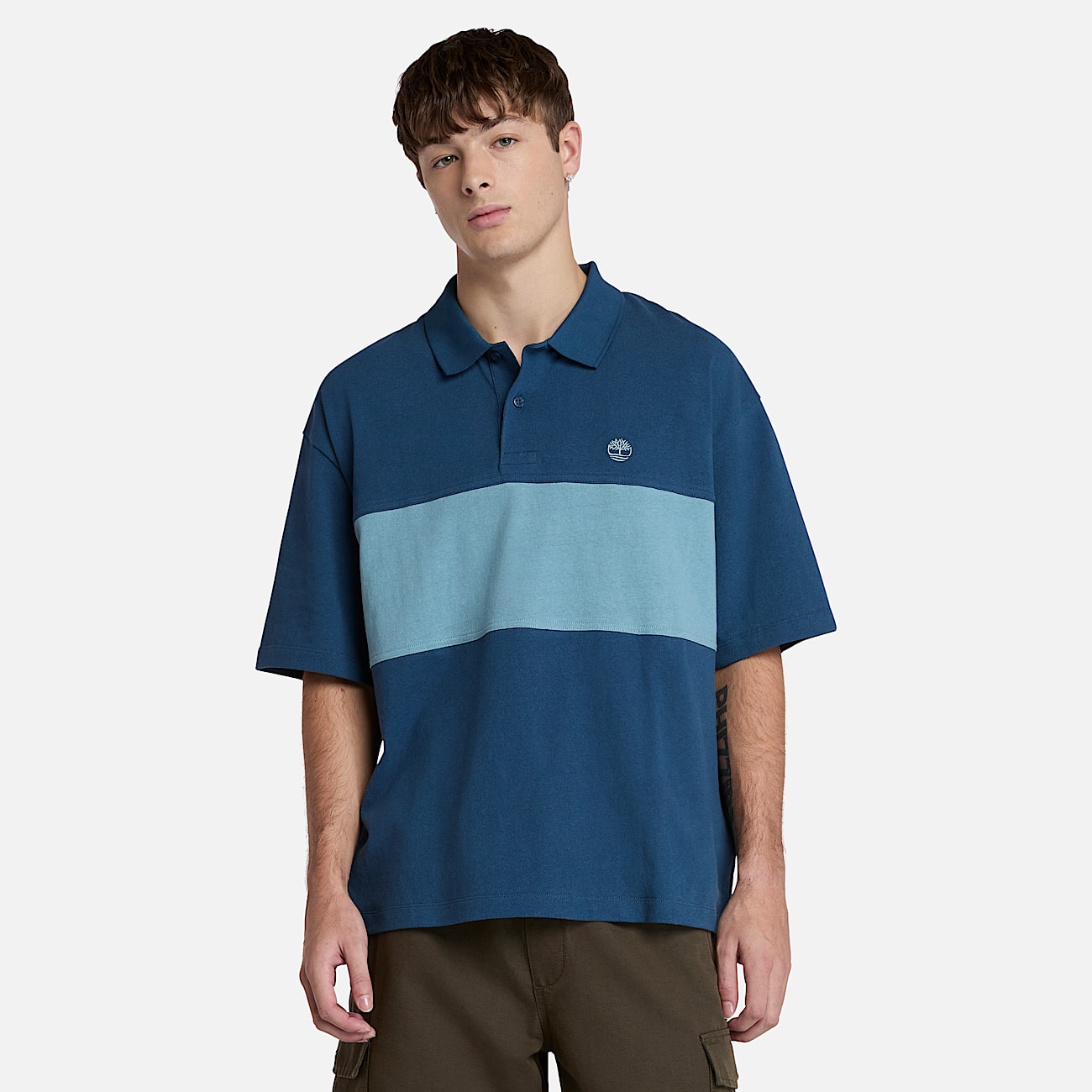 Polo de rugby color-block pour homme en bleu foncé - 1