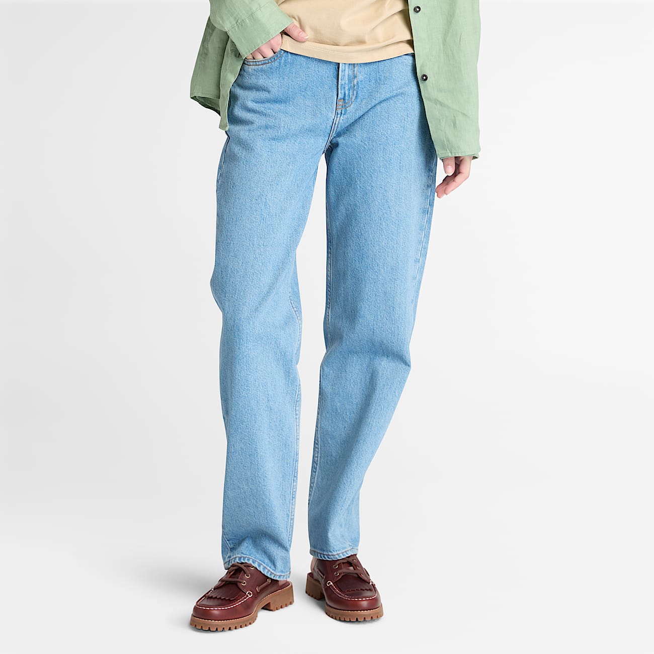 Straight Denim Trousers for Women in Blue - 3