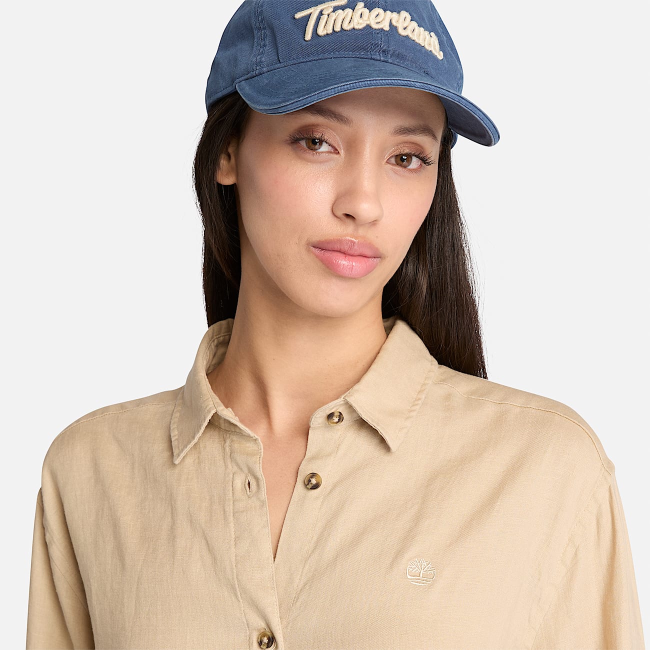 Camisa de lino para mujer en beis - 3