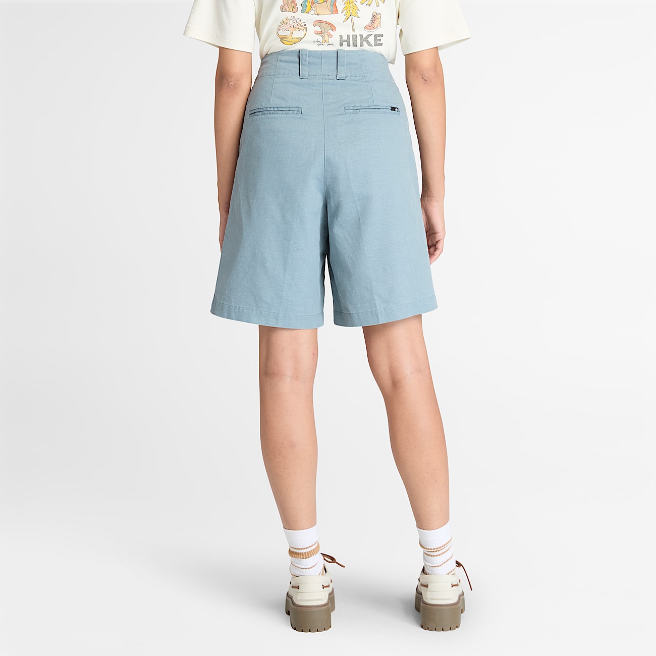 Bermudashorts aus Leinen für Damen in Hellblau - 5