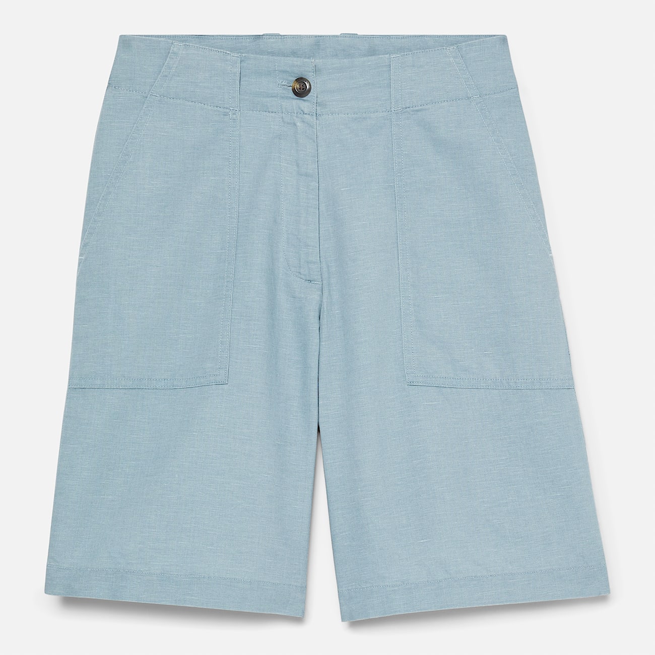 Bermudashorts aus Leinen für Damen in Hellblau - 6