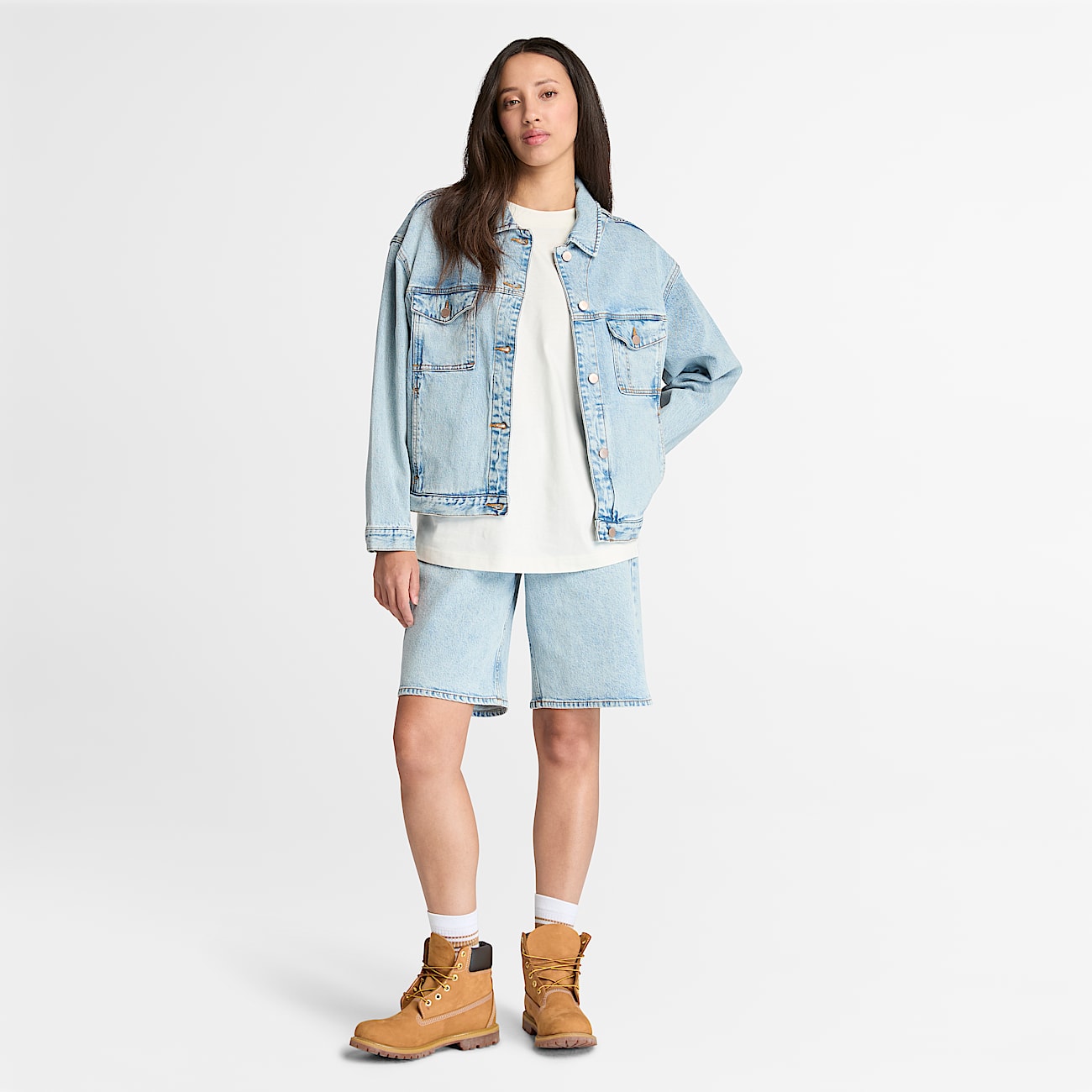 Denim Shorts for Women in Light Blue