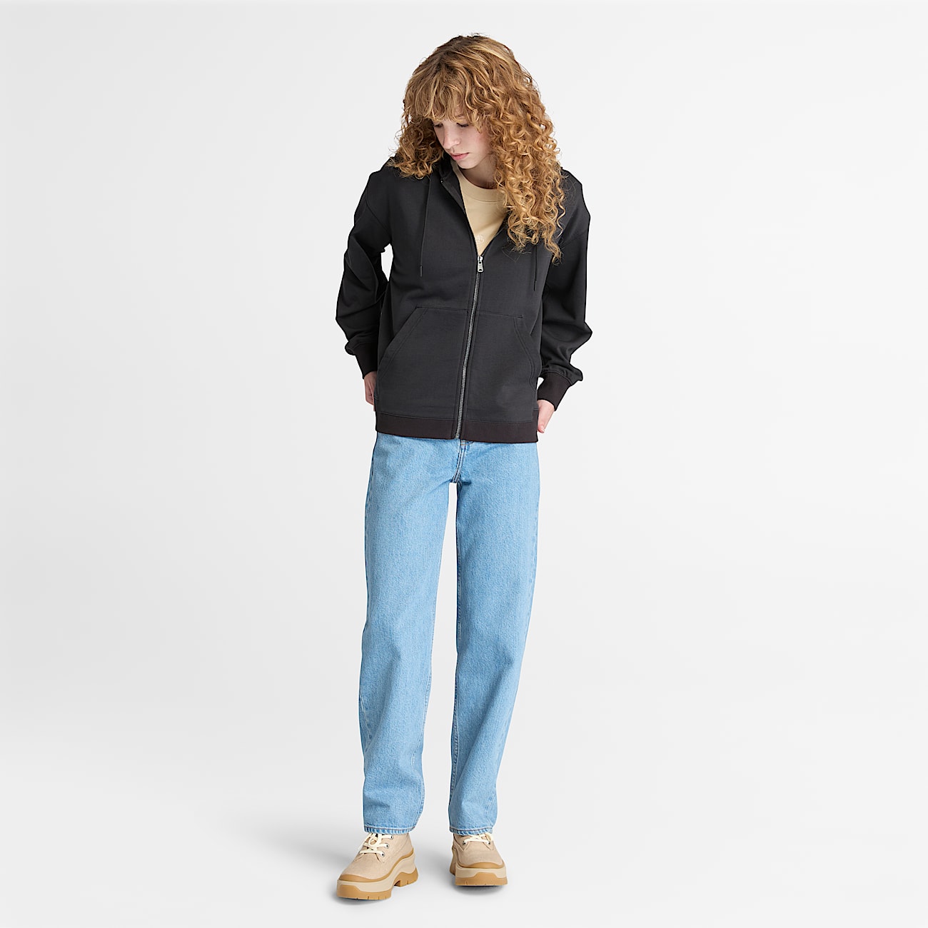 Exeter Loopback-Hoodie mit durchgehendem Reißverschluss für Damen in Schwarz - 2