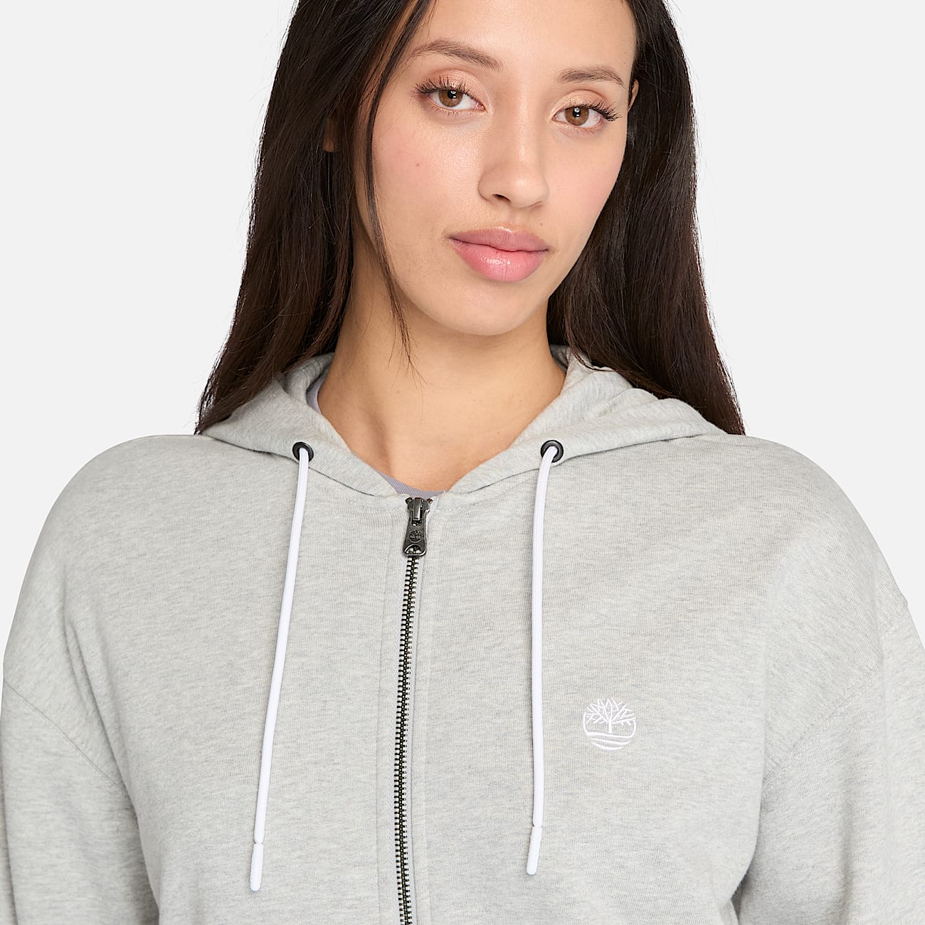 Sudadera de rizo con capucha y cremallera completa Exeter para mujer en gris claro - 5