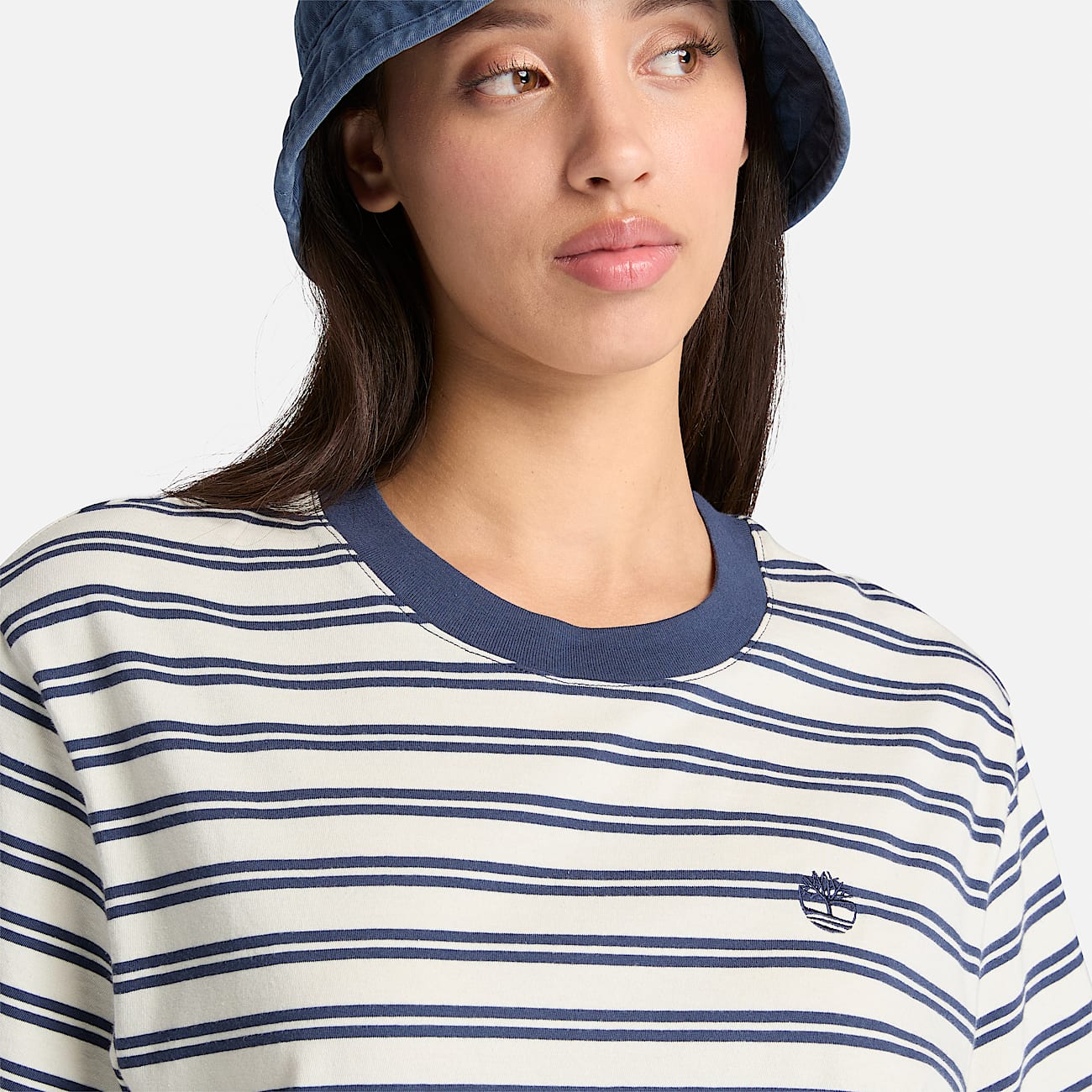 Gestreiftes Dunstan Kurzarm-T-Shirt für Damen in Dunkelblau - 4