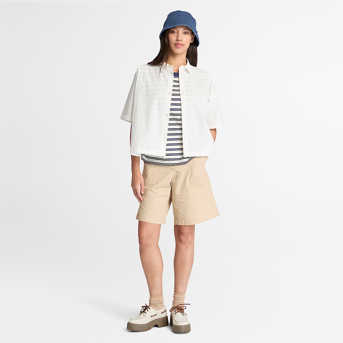 Gestreiftes Dunstan Kurzarm-T-Shirt für Damen in Dunkelblau - 3