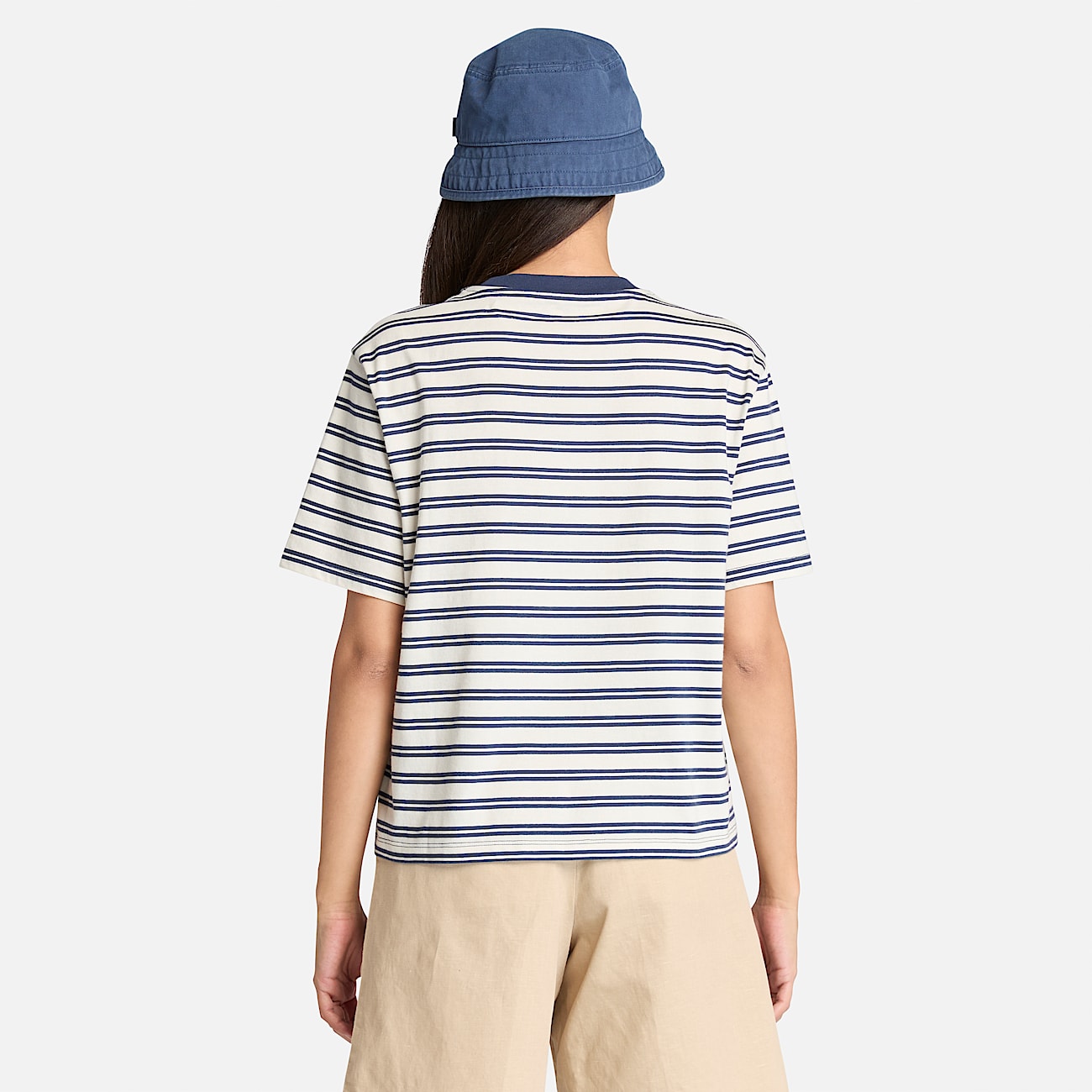 Gestreiftes Dunstan Kurzarm-T-Shirt für Damen in Dunkelblau - 5