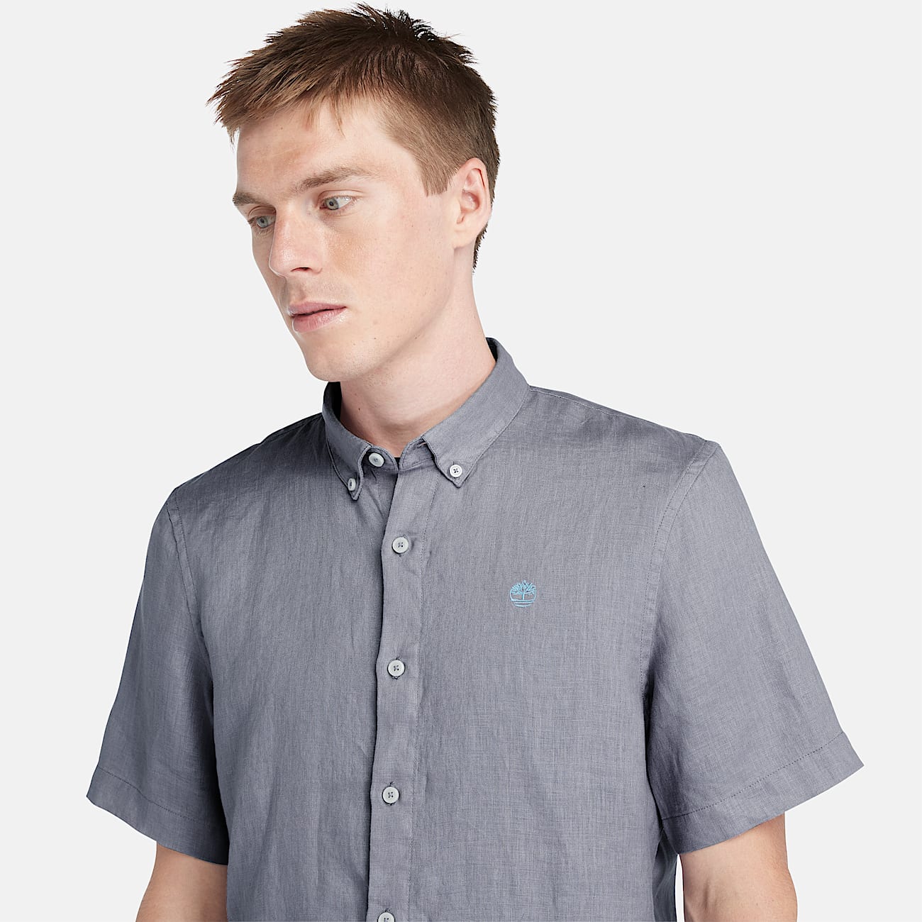 Camisa de Manga Curta em Linho Mill Brook para Homem em cinzento - 4