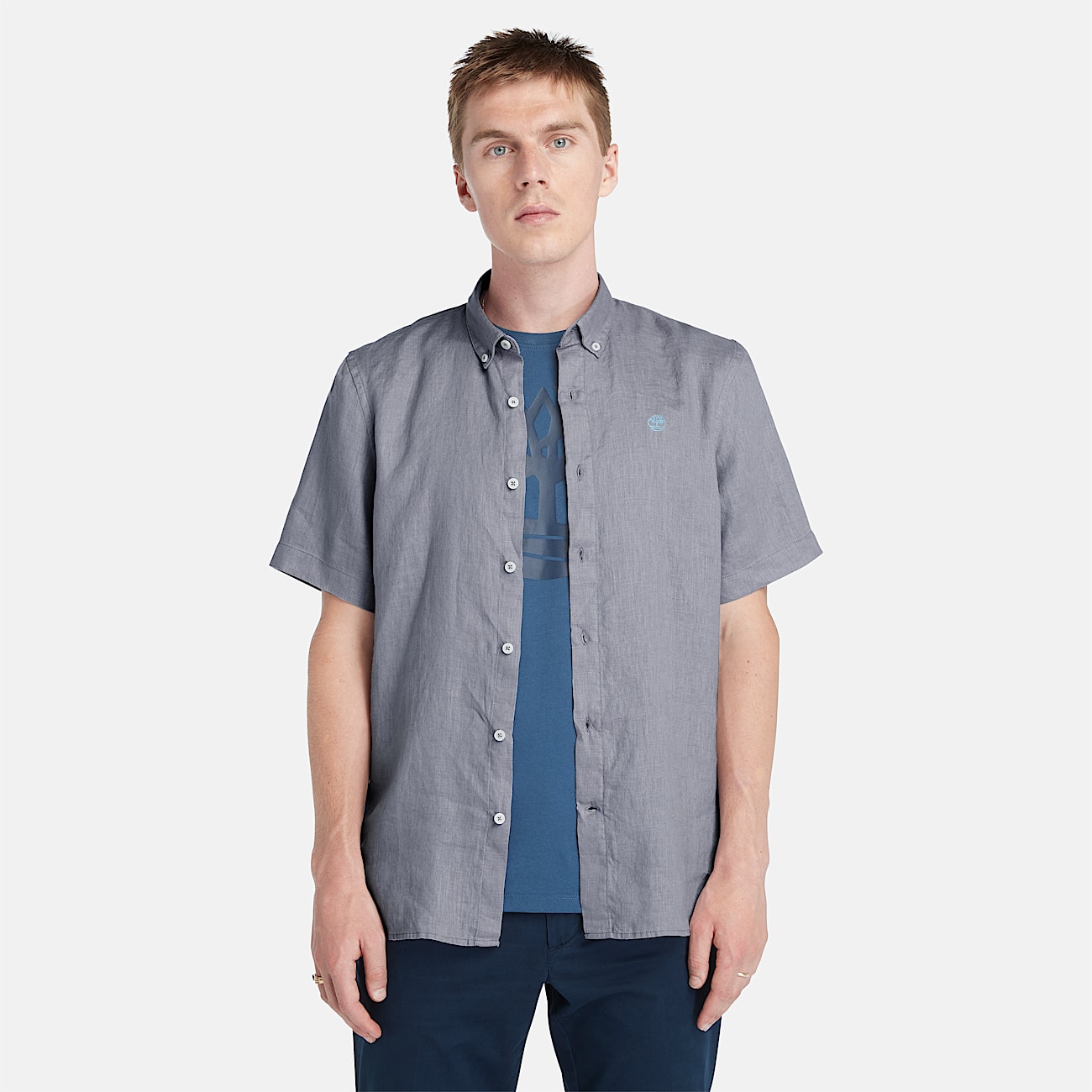 Camisa de Manga Curta em Linho Mill Brook para Homem em cinzento - 1