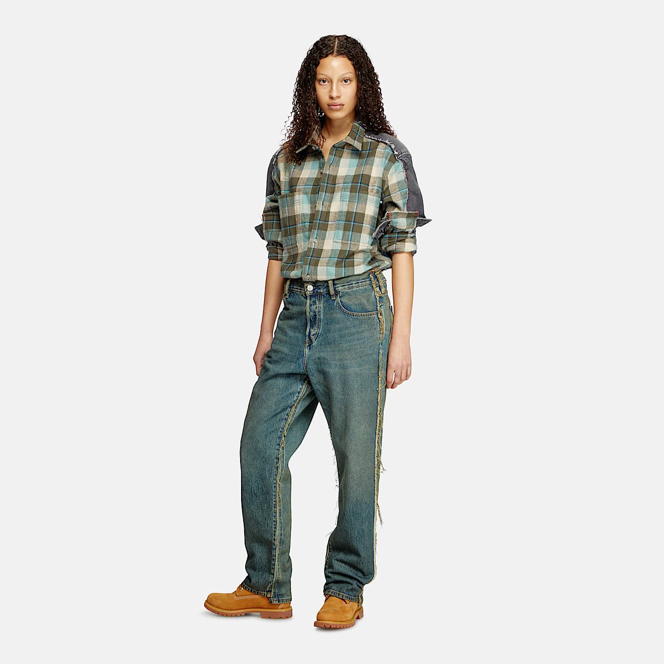 Check and denim shirt - 6