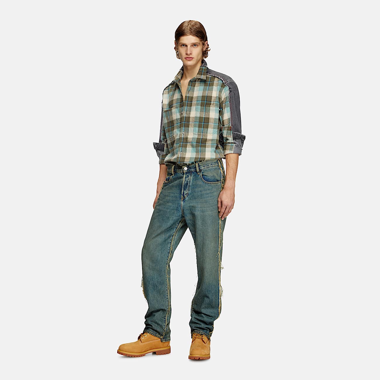 Check and denim shirt - 3