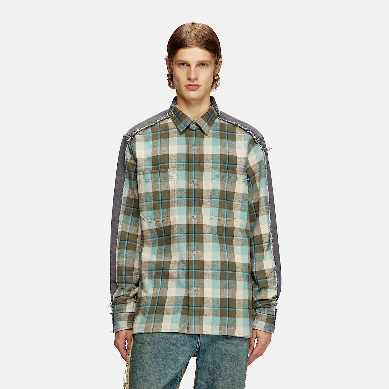 Check and denim shirt - 7
