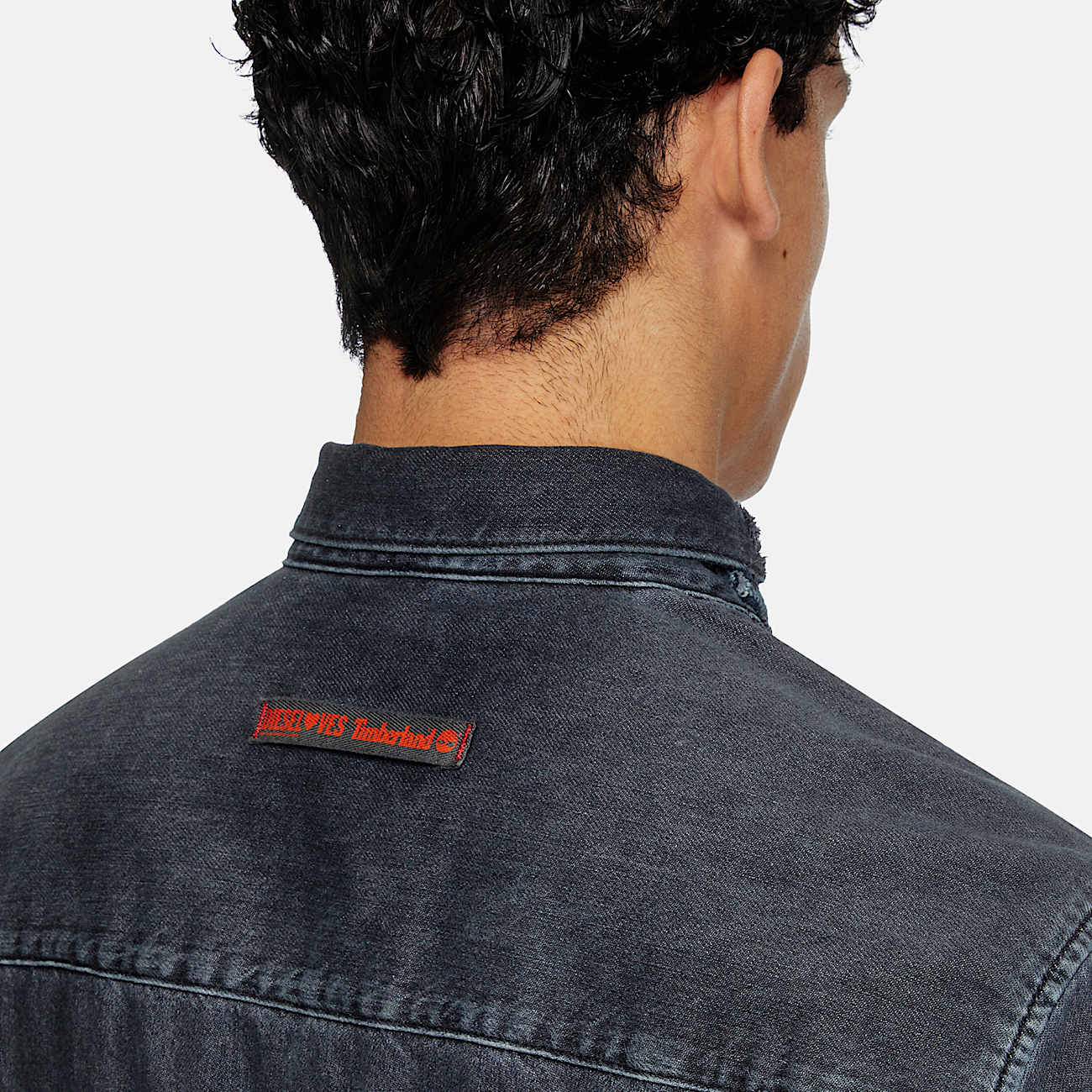 Overdyed check and denim shirt
