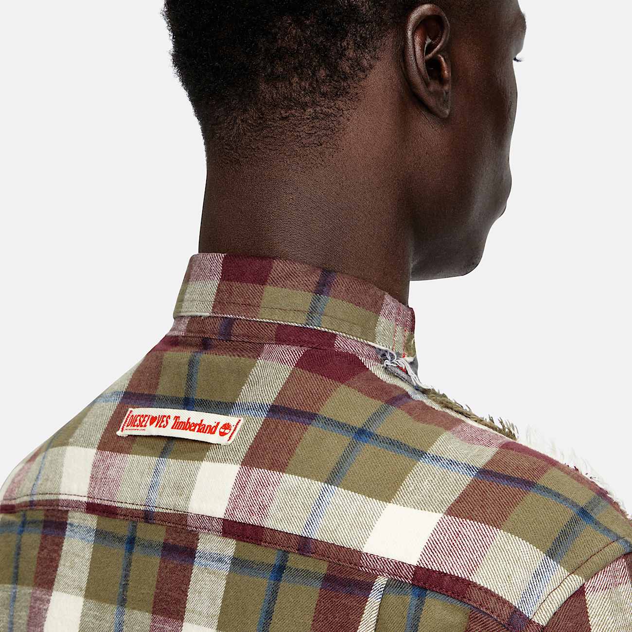 Camicia in denim e tessuto check - 5