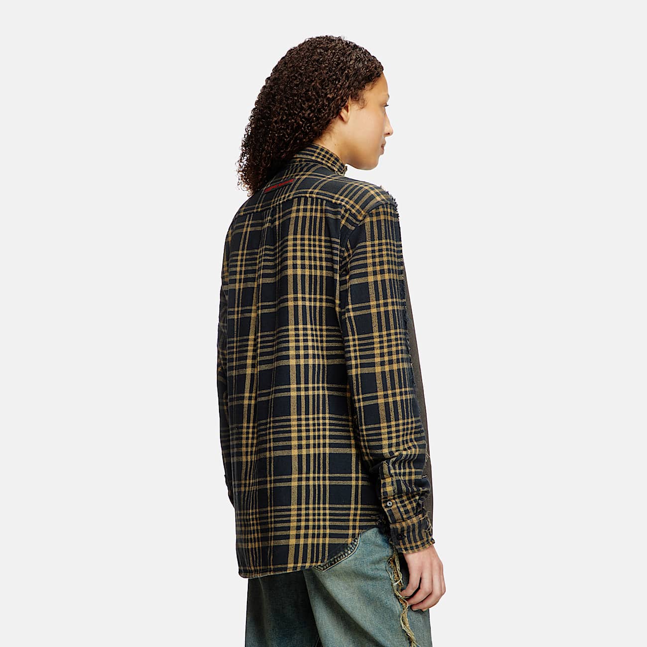 Overdyed denim and check and shirt - 2