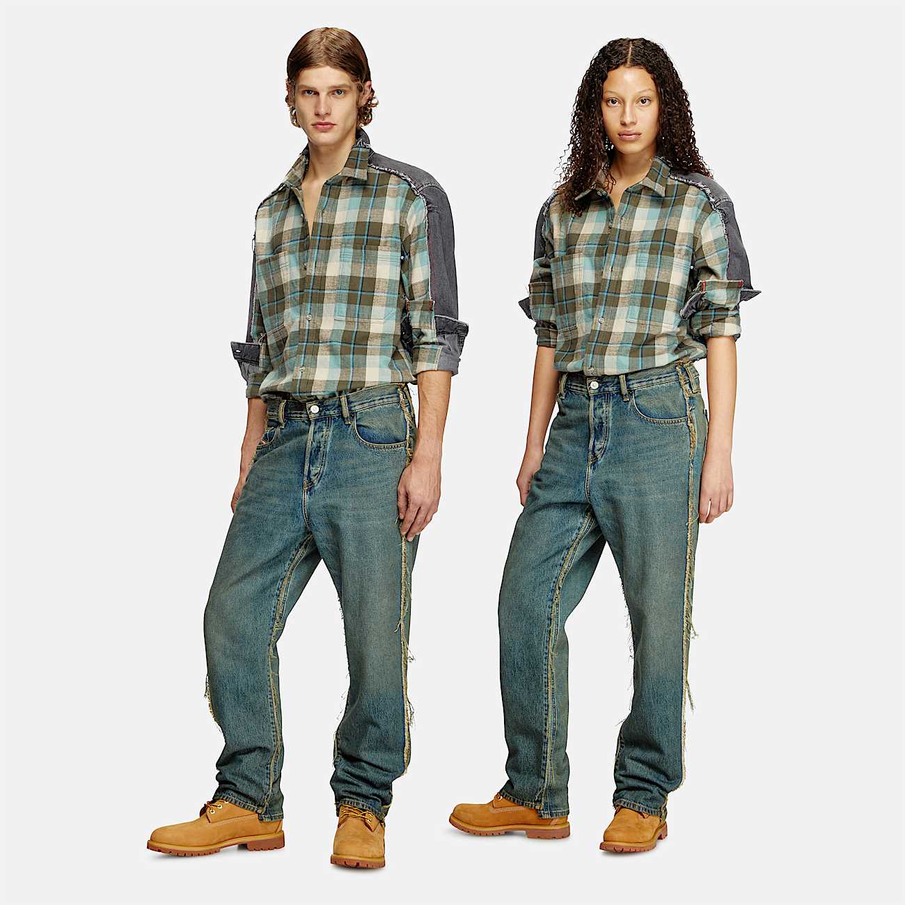 Check and denim shirt - 1