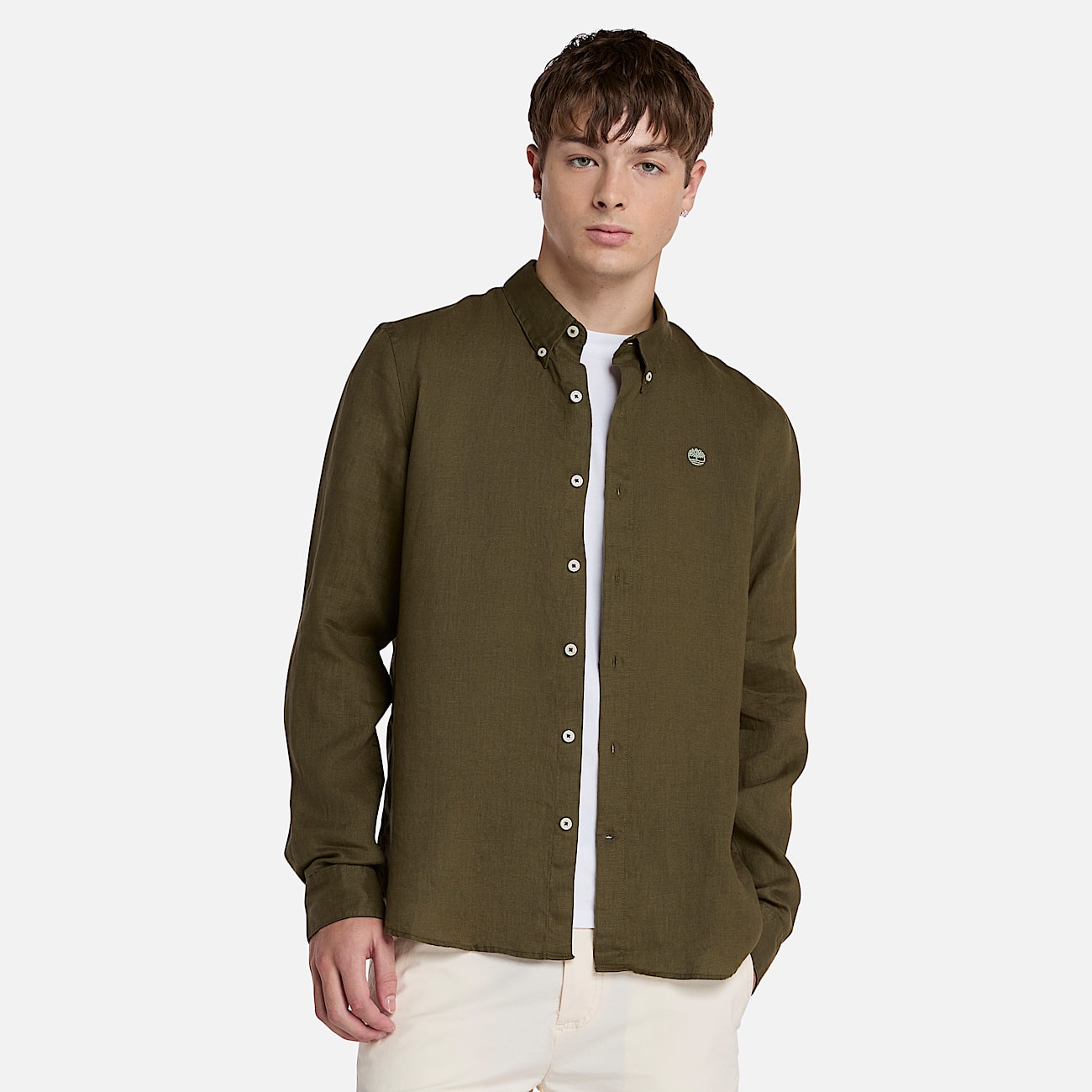 Mill Brook Linen Shirt for Men in Dark Green - 1
