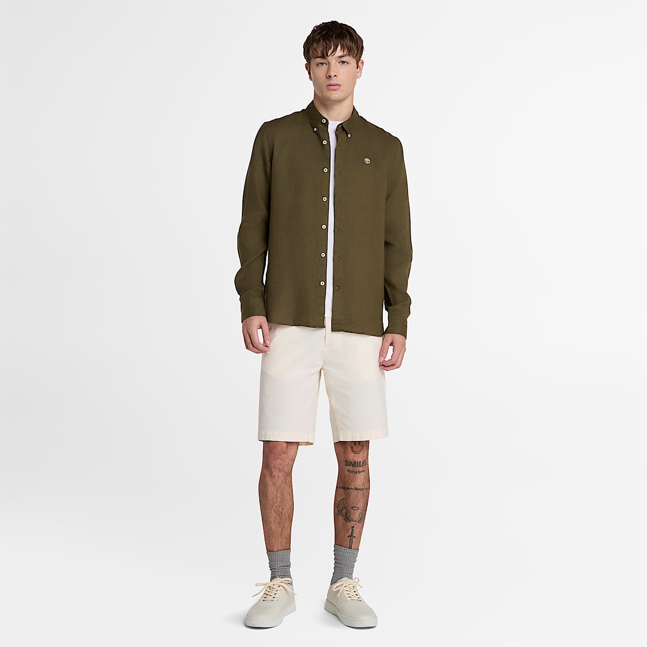 Mill Brook Linen Shirt for Men in Dark Green - 2