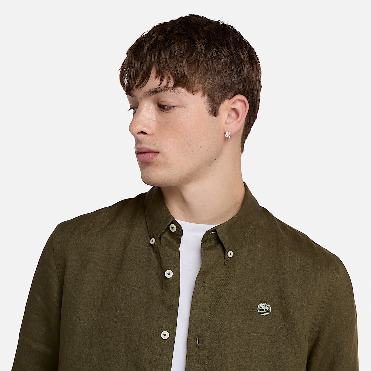 Mill Brook Linen Shirt for Men in Dark Green - 3