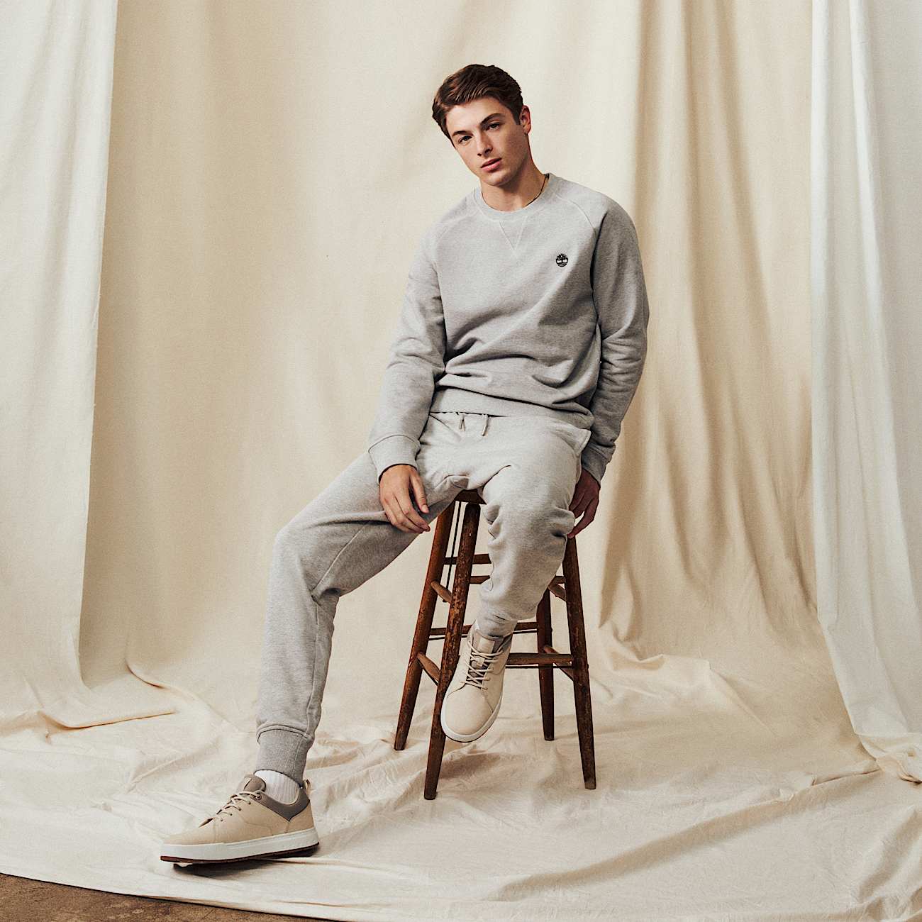 Exeter River Loopback Crewneck Sweatshirt for Men in Grey