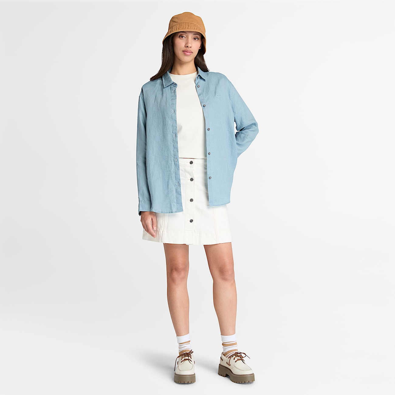 Linen Shirt for Women in Light Blue - 4
