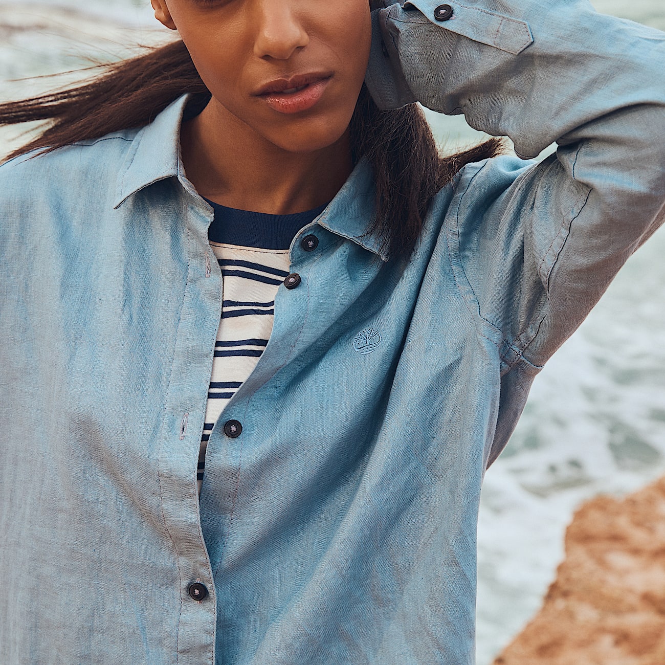Linen Shirt for Women in Light Blue - 2