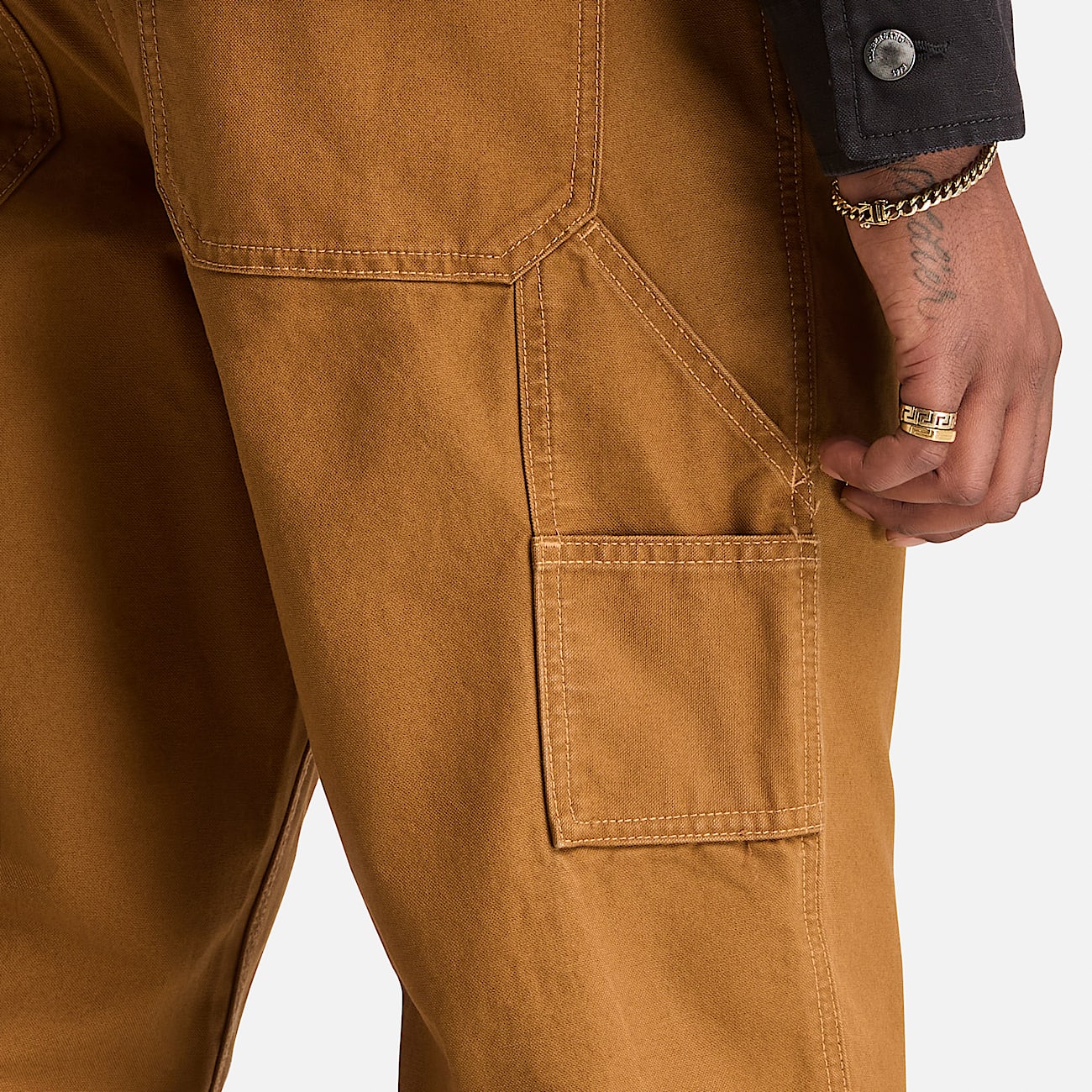 Rindge Washed Canvas Carpenter Trouser for Men in Dark Yellow - 4