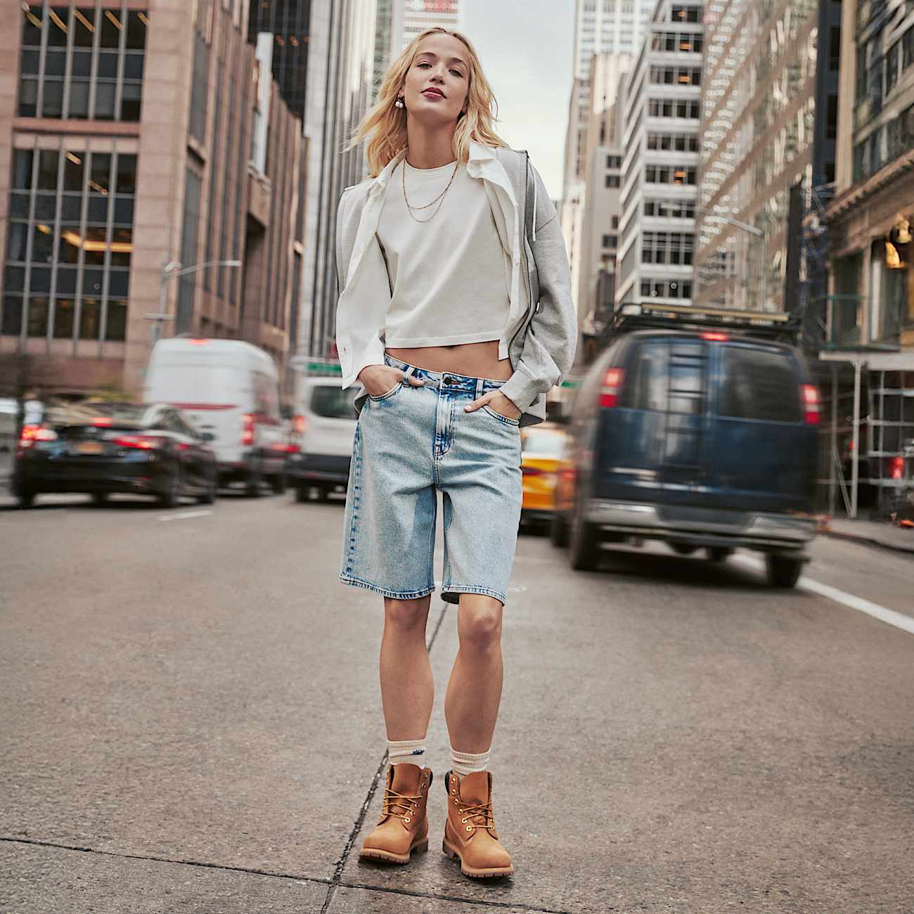 Denim Shorts for Women in Light Blue