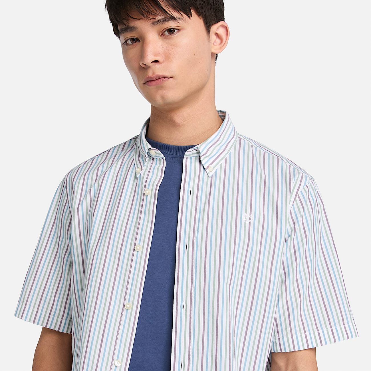 Camicia a Maniche Corte a Righe da Uomo in bianco - 3
