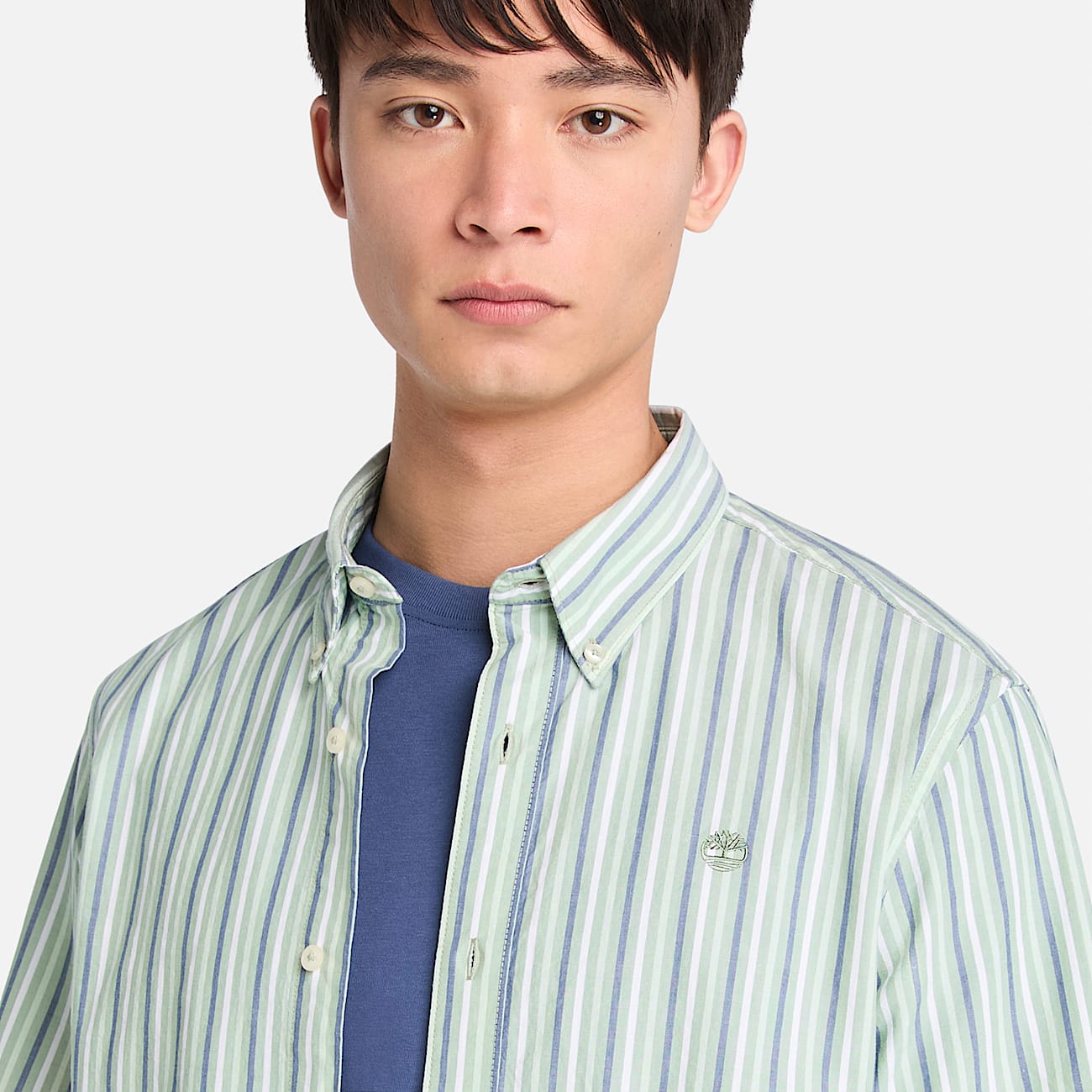 Chemise rayée à manches courtes pour homme en vert - 3