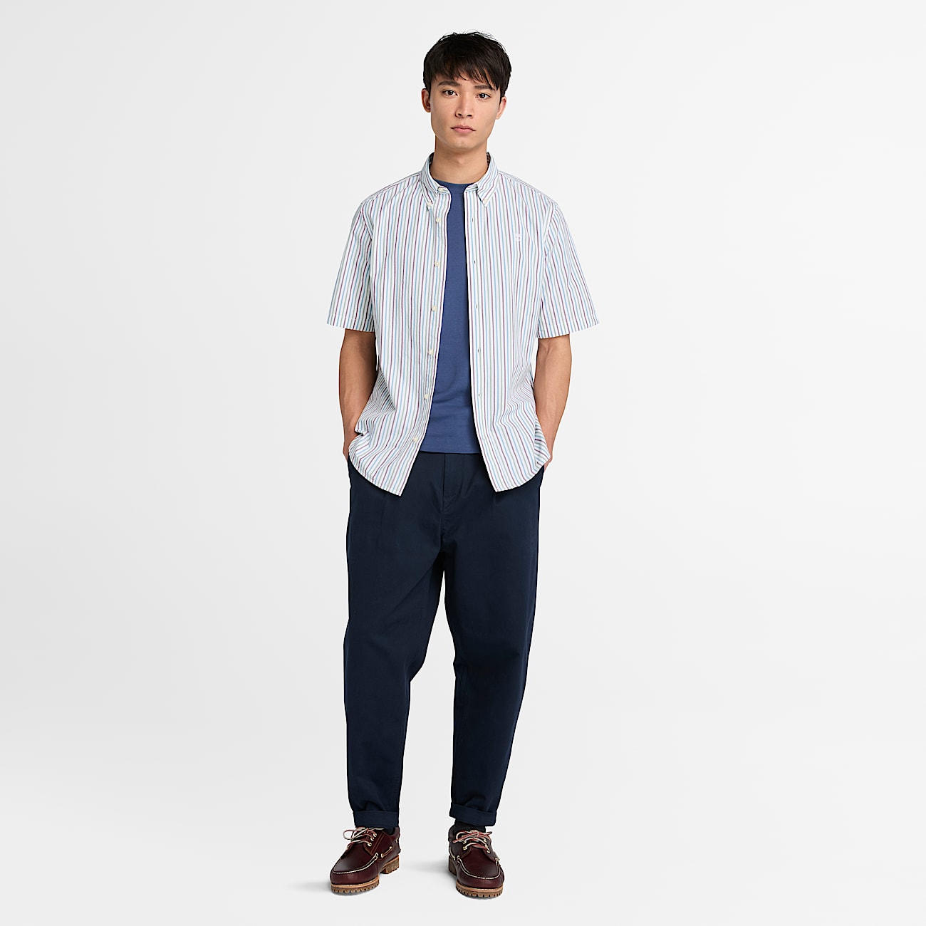 Camicia a Maniche Corte a Righe da Uomo in bianco - 2