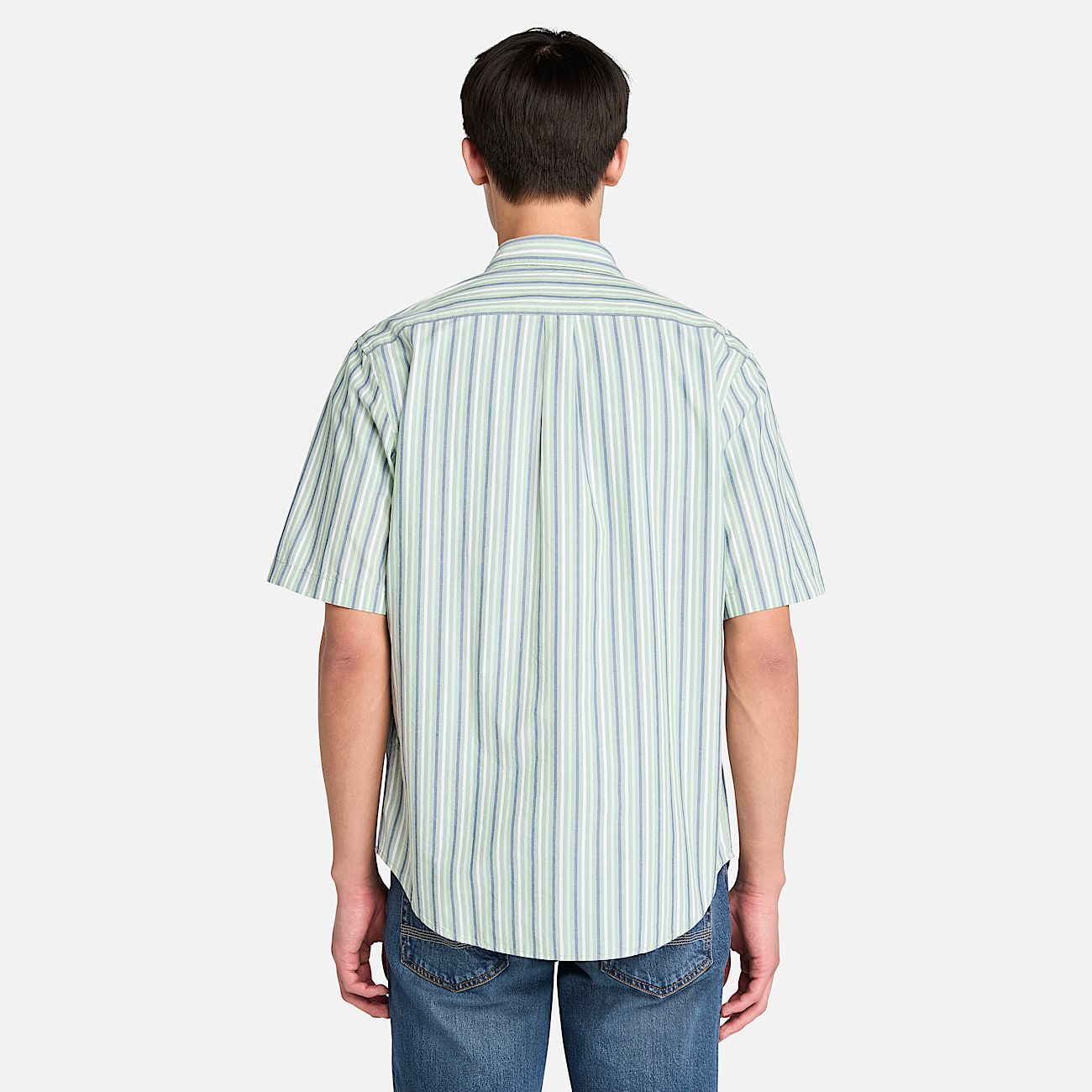 Chemise rayée à manches courtes pour homme en vert - 4