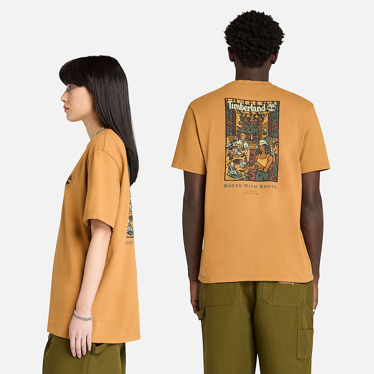Washed Boot Lab Back Graphic T-Shirt for Men in Yellow