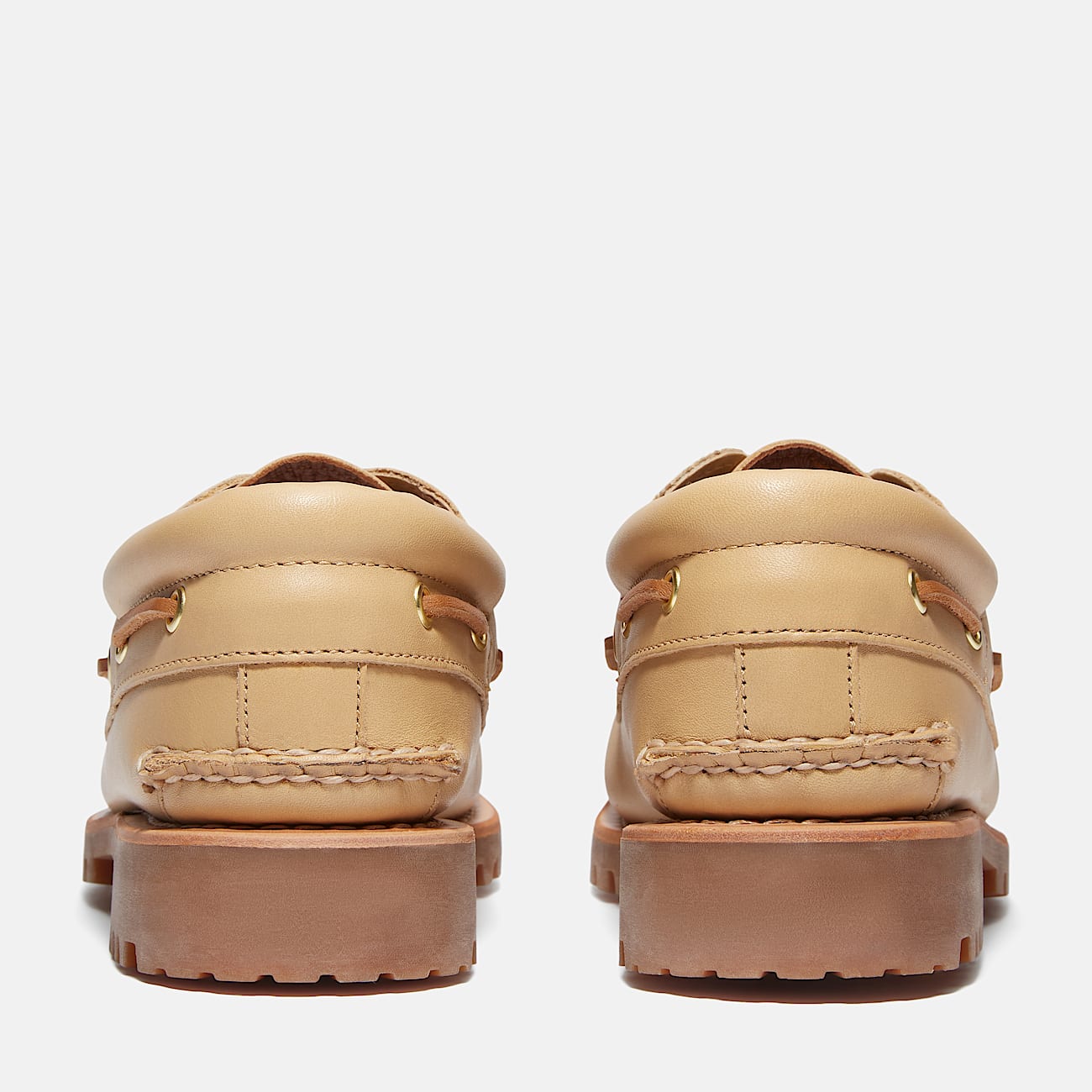 Handgenähter Founder's 3-Ösen Bootsschuh mit Profilsohle für Herren in Beige