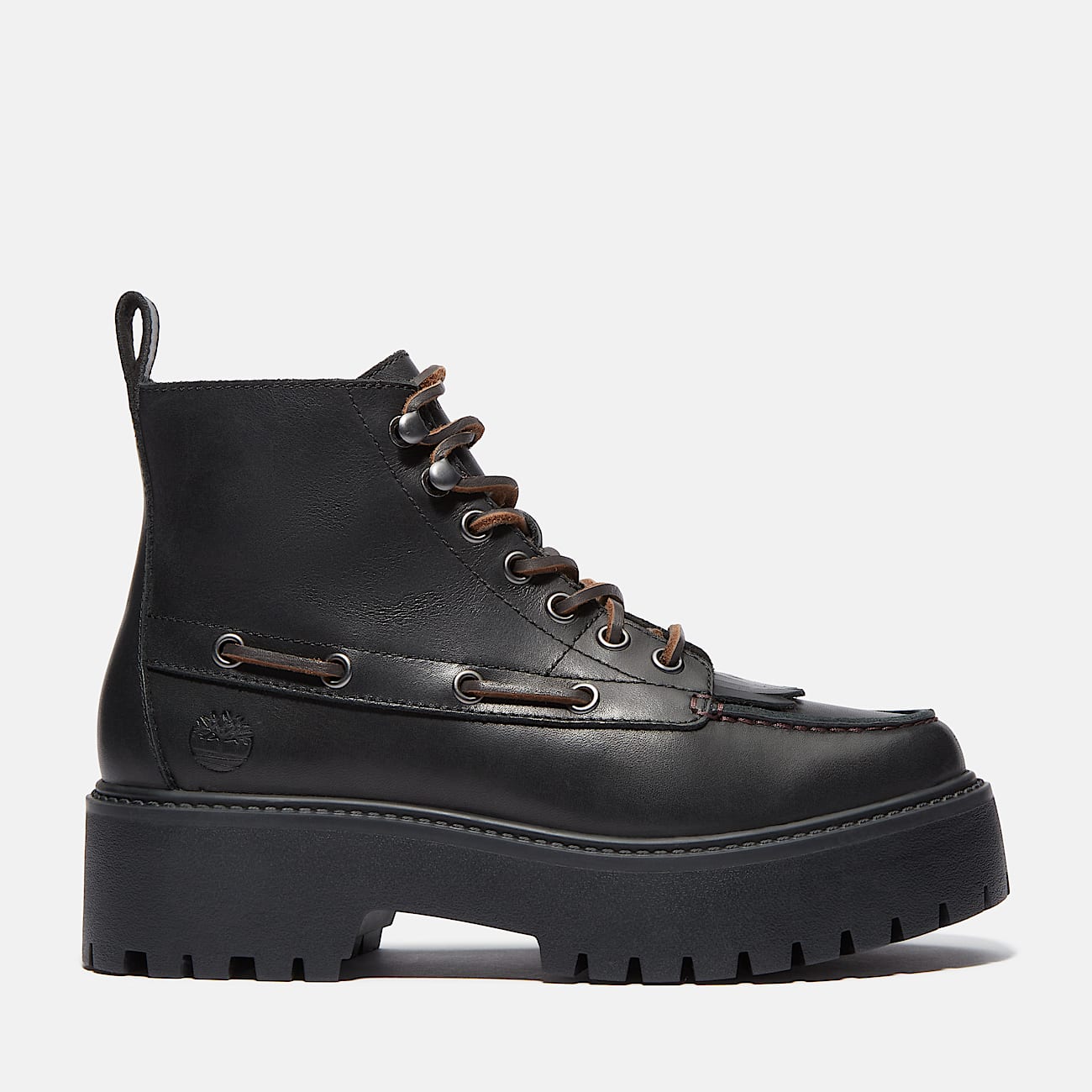 Botas con plataforma y lengüeta decorativa Stone Street para mujer en negro - 1