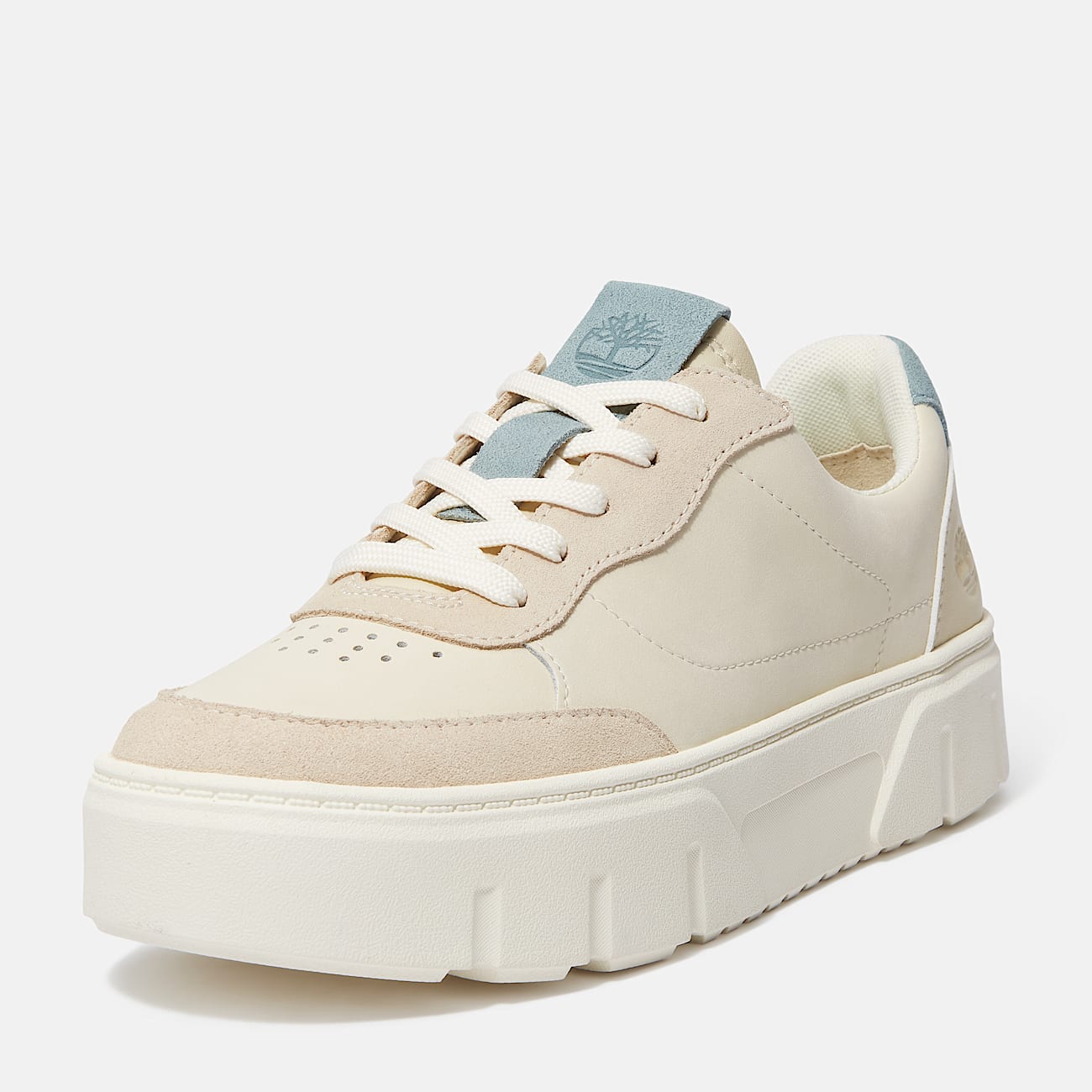 Laurel Court Lace Up Trainer for Women in Beige/Light Blue - 9