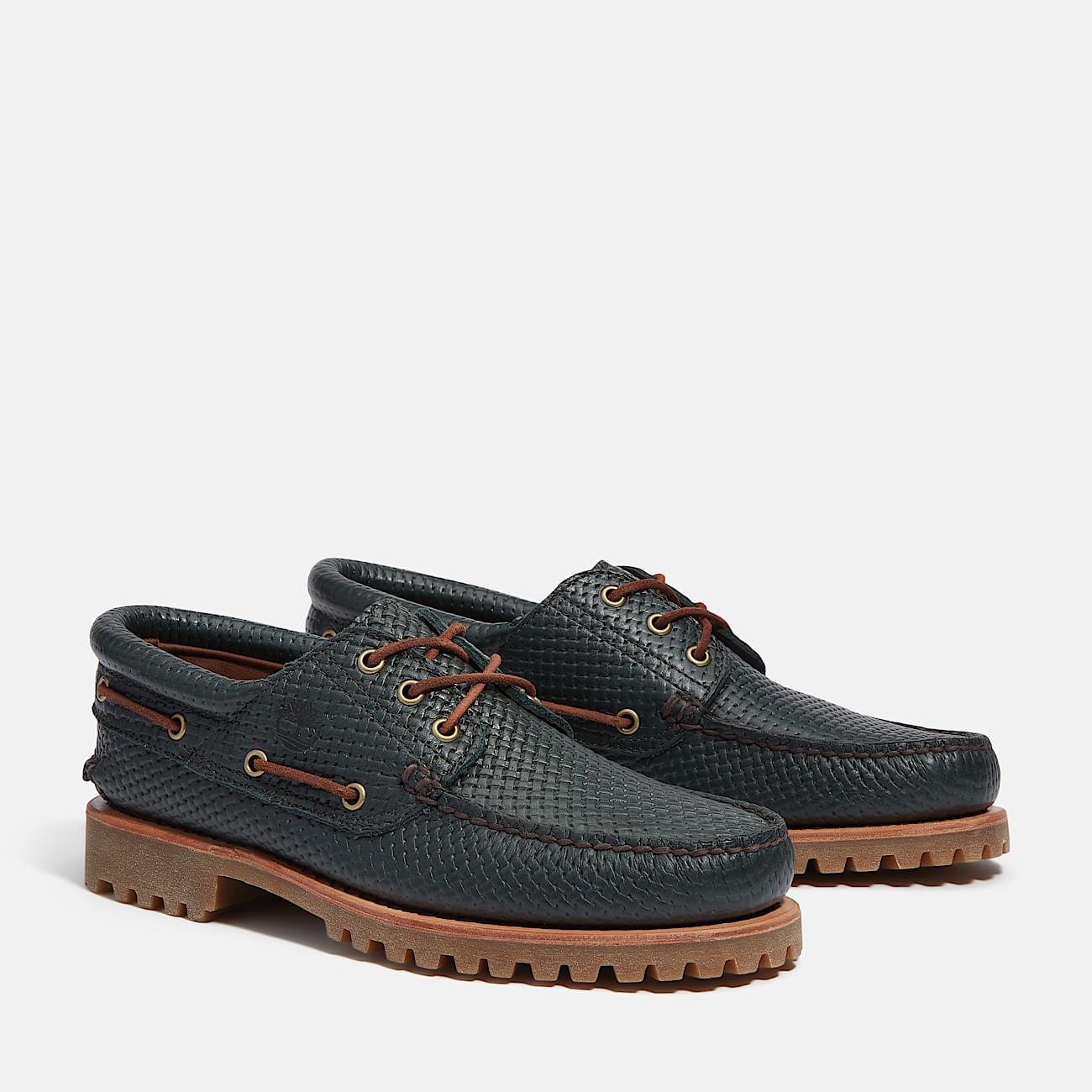 Scarpa da Barca Timberland® Authentic 3-Eye Lug Handsewn da Uomo in verde scuro - 4