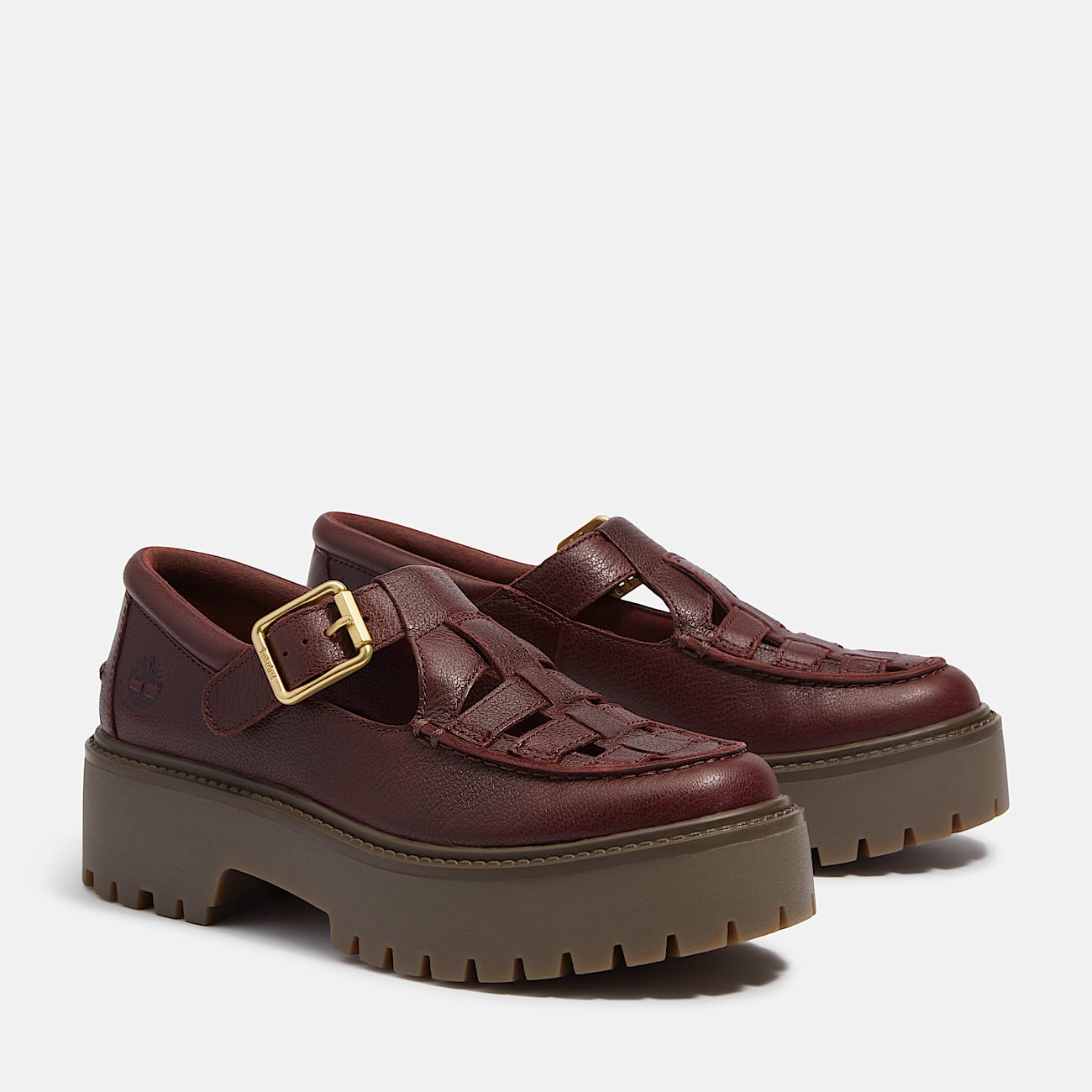 Stone Street Platform Buckle Shoe for Women in Dark Red - 4