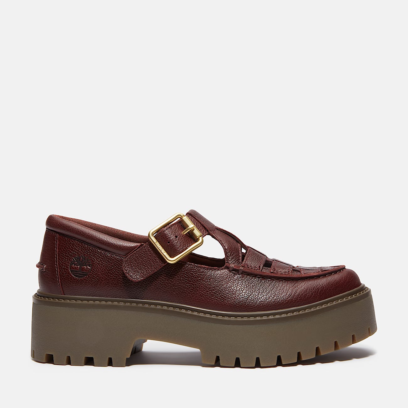Stone Street Platform Buckle Shoe for Women in Dark Red - 1
