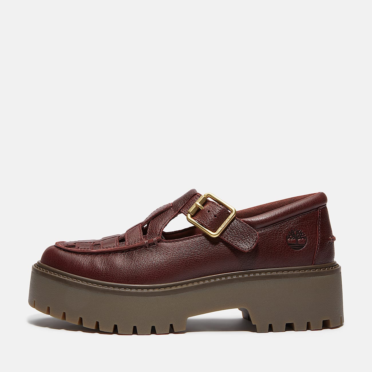 Stone Street Platform Buckle Shoe for Women in Dark Red - 8