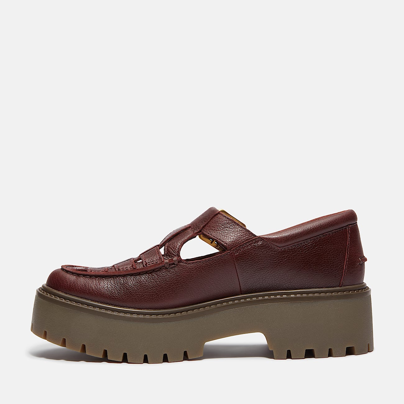 Stone Street Platform Buckle Shoe for Women in Dark Red - 6