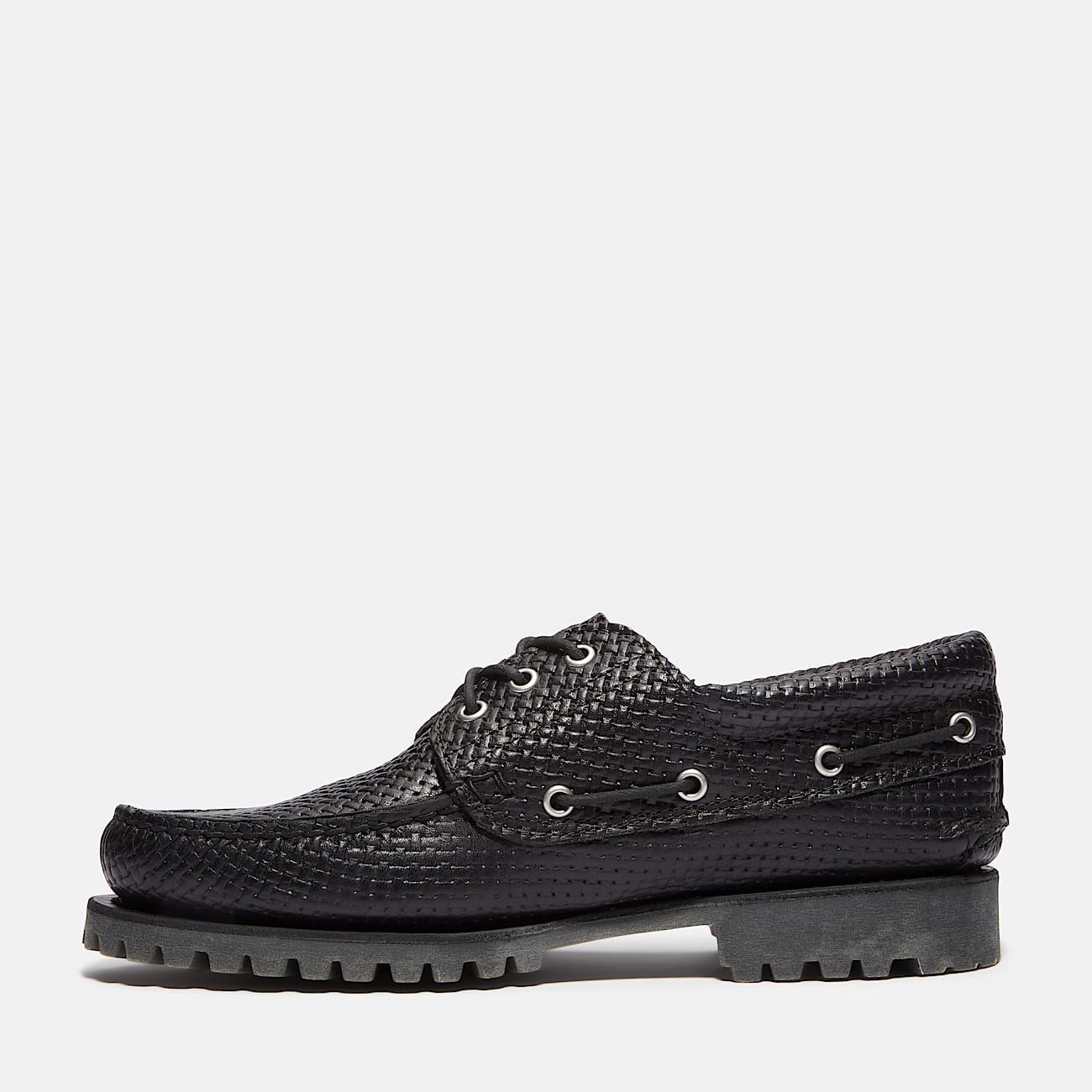 Founder's 3-Eye Lug Handsewn Boat Shoe for Men in Black