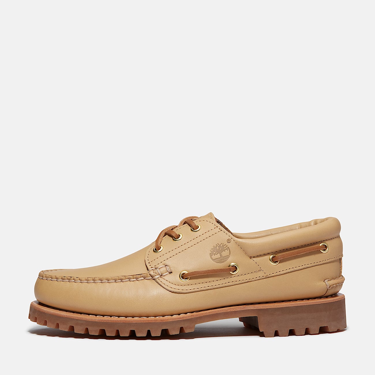 Founder's 3-Eye Lug Handsewn Boat Shoe for Men in Beige