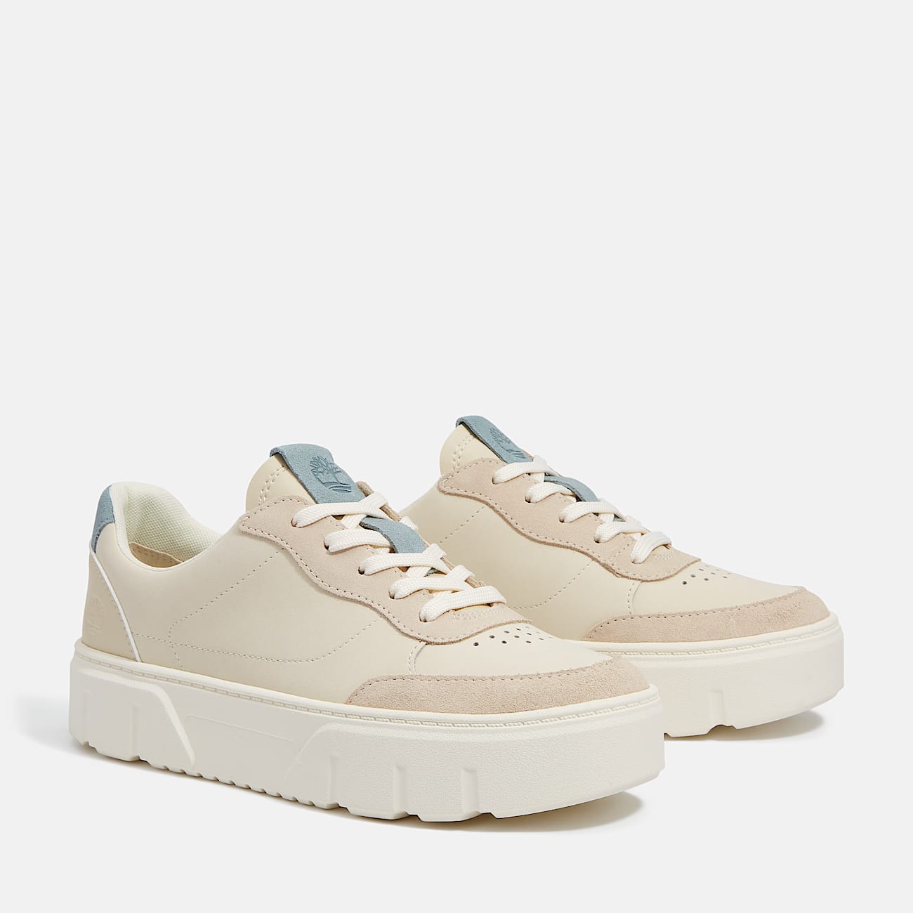 Laurel Court Lace Up Trainer for Women in Beige/Light Blue - 4