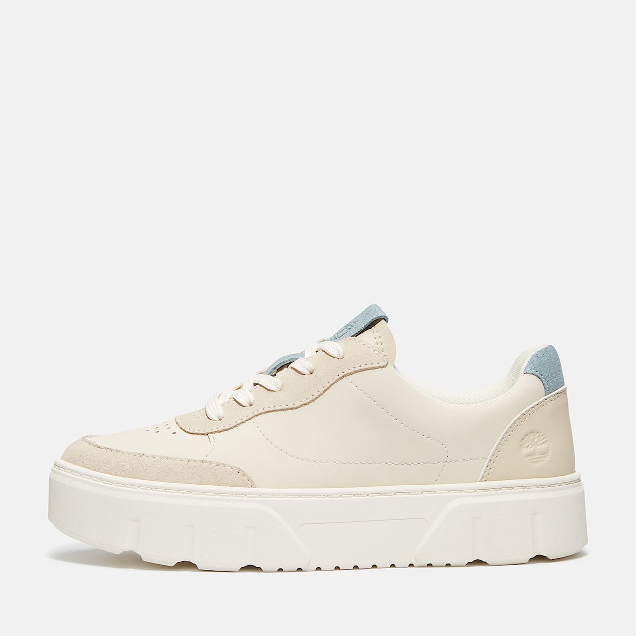 Laurel Court Lace Up Trainer for Women in Beige/Light Blue - 8