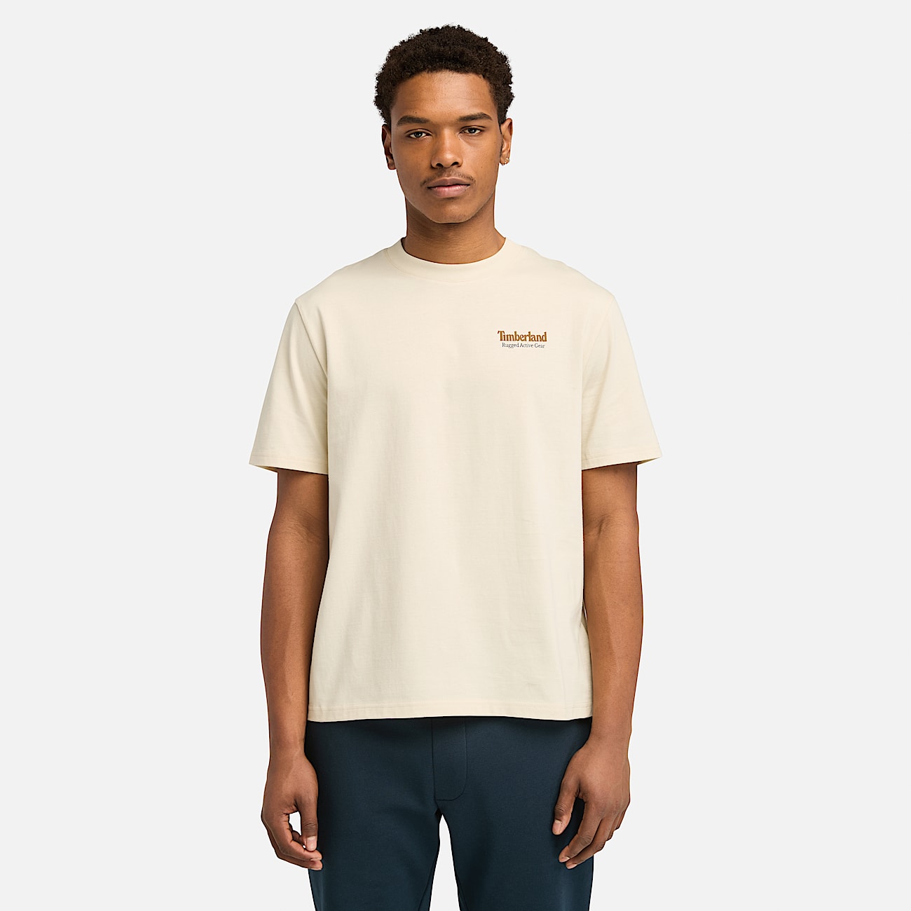 Rugged Active Gear Back Graphic T-shirt for Men in Beige/Dark Green - 3