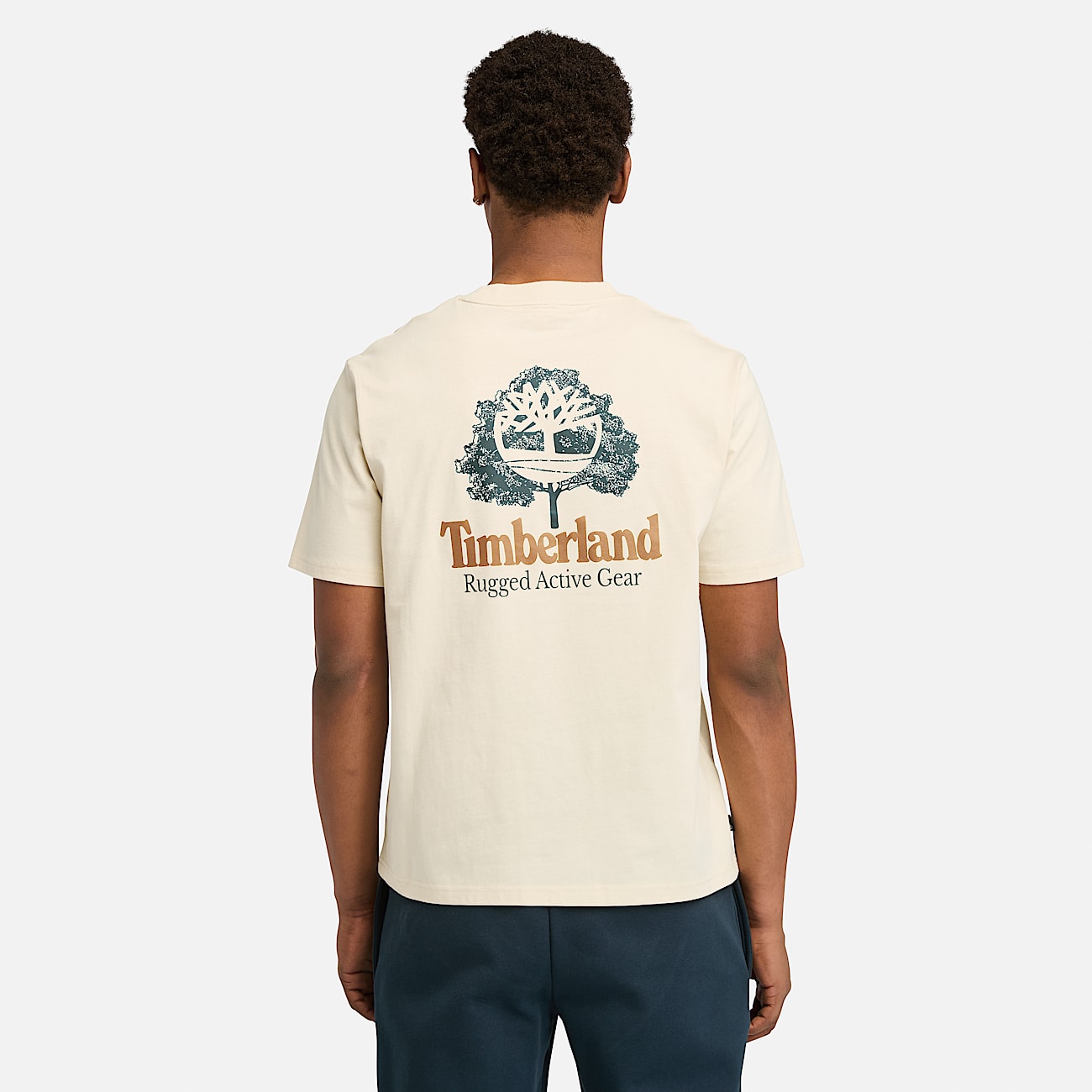Rugged Active Gear Back Graphic T-shirt for Men in Beige/Dark Green - 4