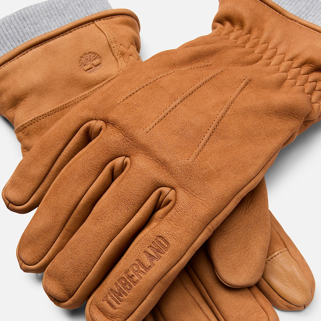 Leren Handschoen met ribgebreide details in geel - 2