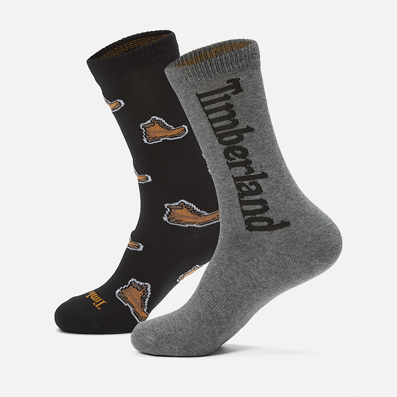 Timberland® 2-Pack All-Over Boot Print Crew Sock in Black - 1
