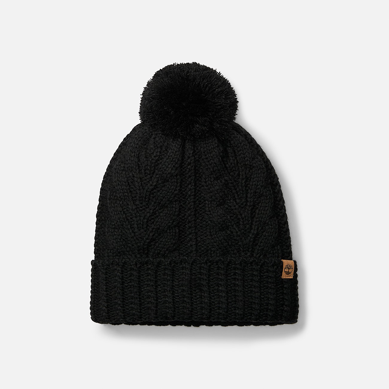 Strickmütze mit Zopfmuster in Schwarz - 1